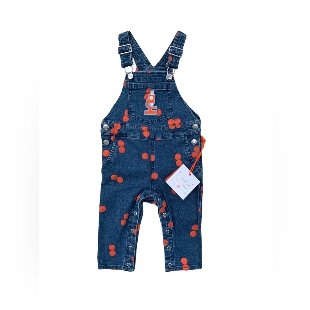 Christian Robinson NWT Size 12 Months Microscope Embroidered Denim Overalls